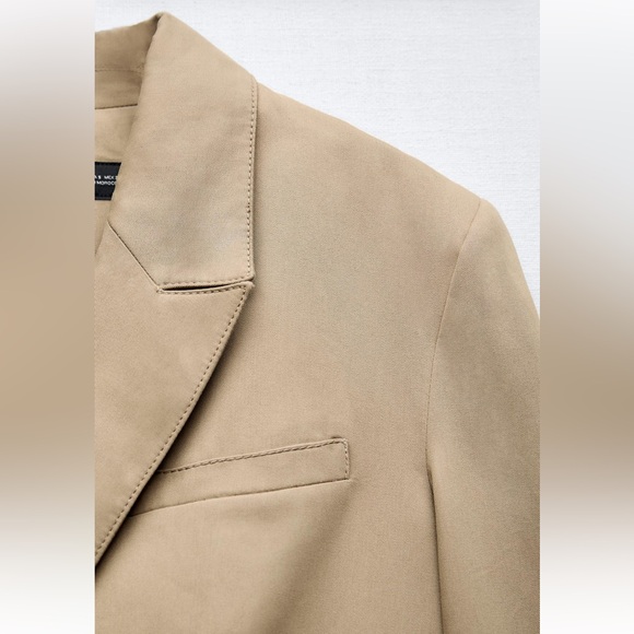Zara Oversized Blazer Coat Taupe Brown Tan Camel Neutral double breast XS NWT - Picture 10 of 16